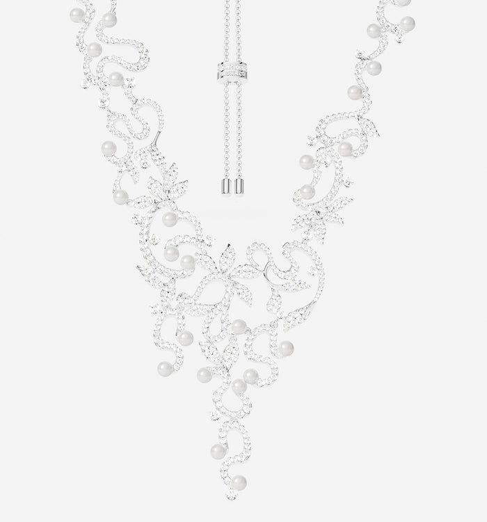 apm monaco Collier Ajustable Fleurs avec perles