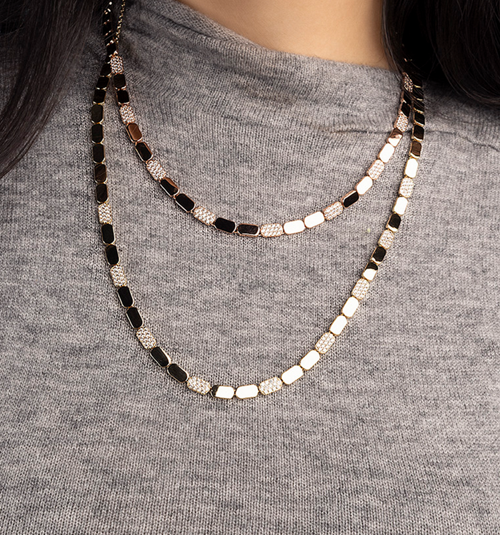 Apm Monaco Collier Ajustable Or Jaune Pavé