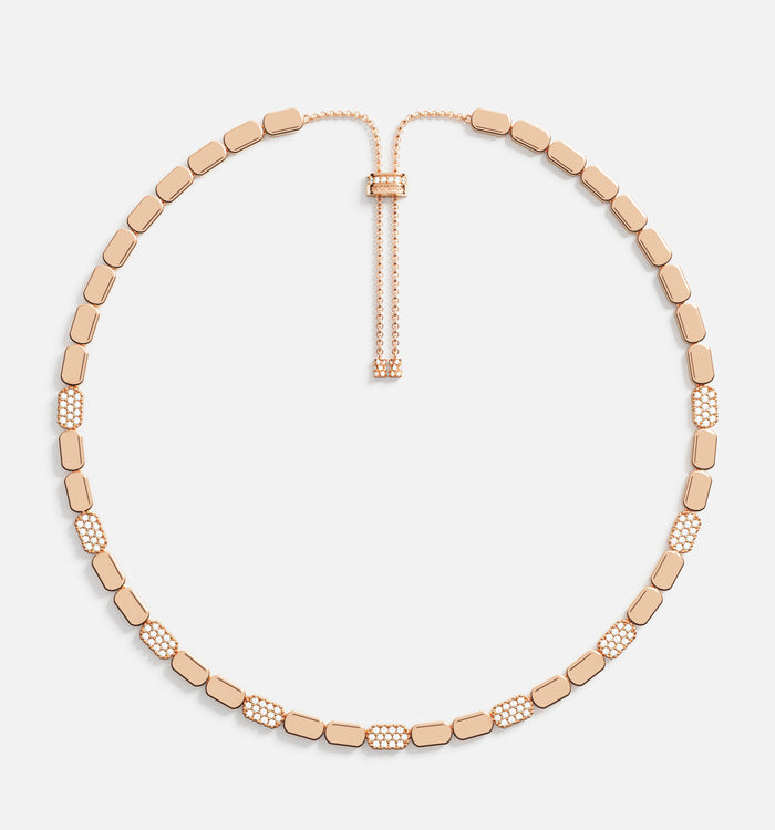 apm monaco Collier Ajustable Or rose Pavé