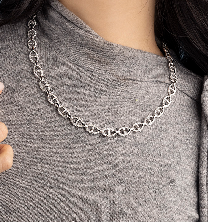 Apm Monaco Collier Chaîne Maille Marine