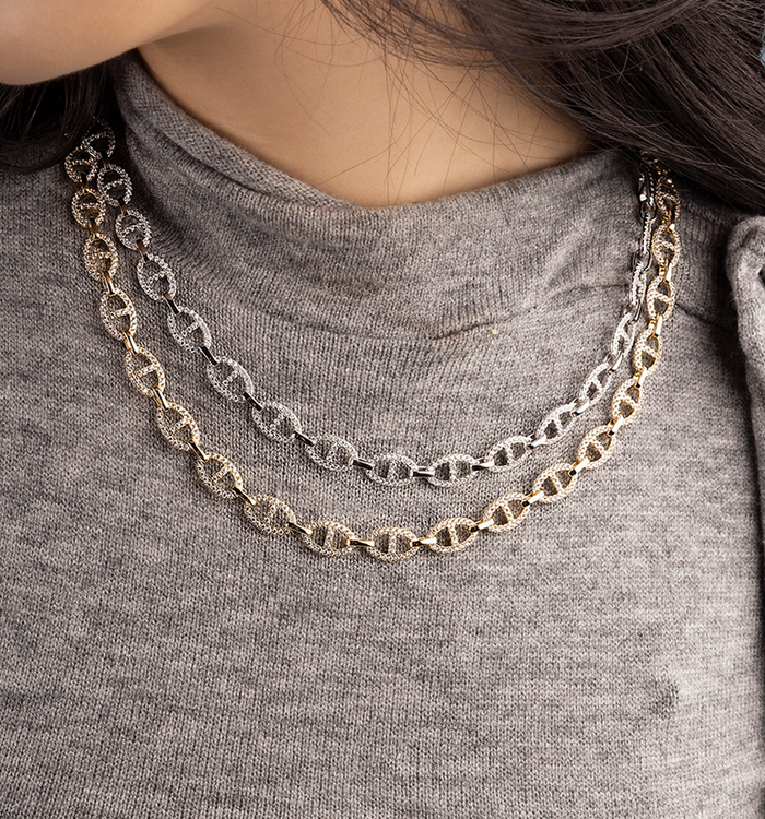 Apm Monaco Collier Chaîne Maille Marine