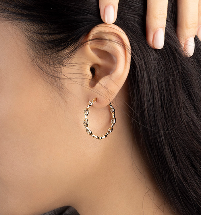 Apm Monaco Créoles Chaîne Pavé