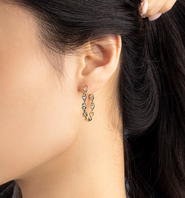 Apm Monaco Créoles Chaîne Pavé