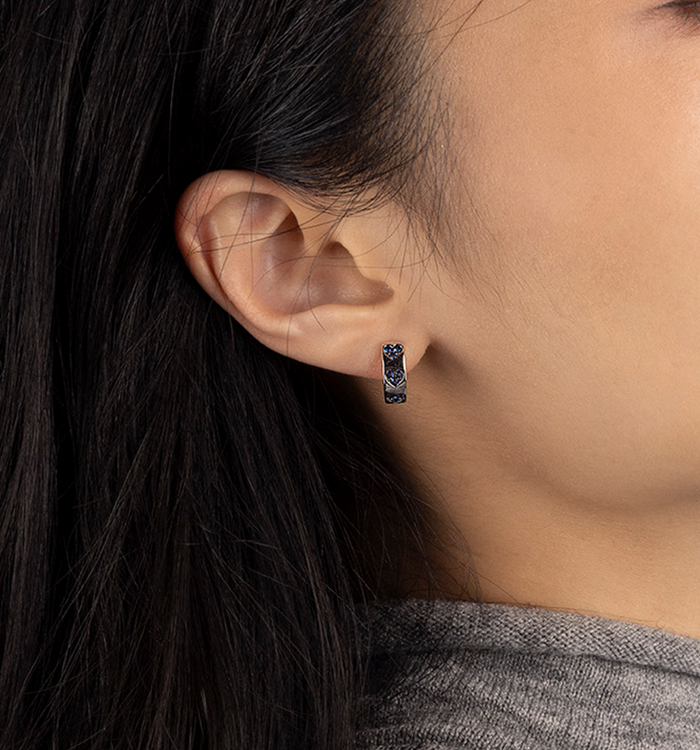 Apm Monaco Créoles Cœur Bleu Et Blanc