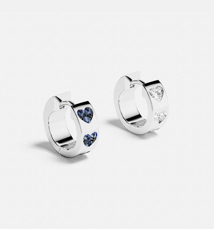 apm monaco Créoles Cœur Bleu et Blanc