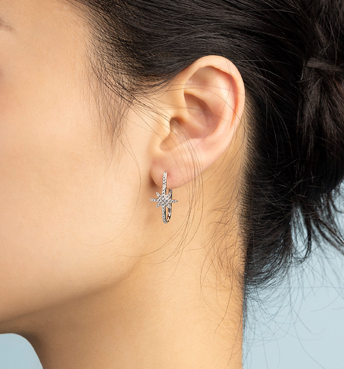 Apm Monaco Créoles Météorites Carrées Argent