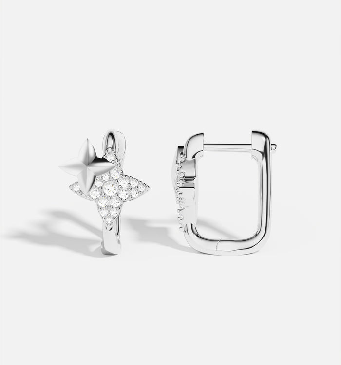 apm monaco Créoles météorites carrées argent