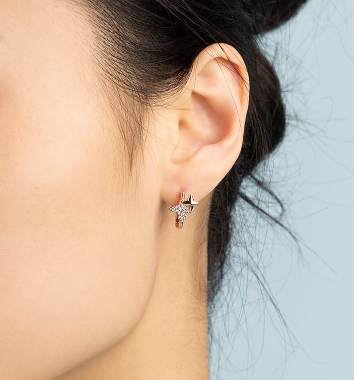 Apm Monaco Créoles Météorites Carrées Or Rose