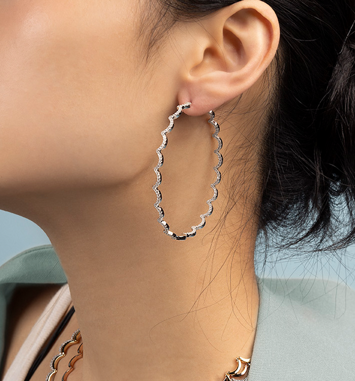 Apm Monaco Grandes Créoles Wavy Argent