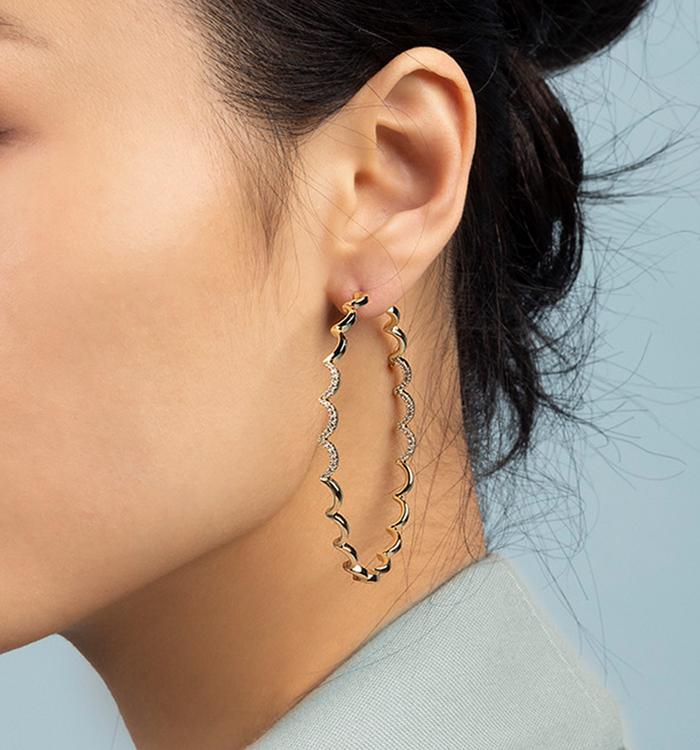 Apm Monaco Grandes Créoles Wavy Or Jaune