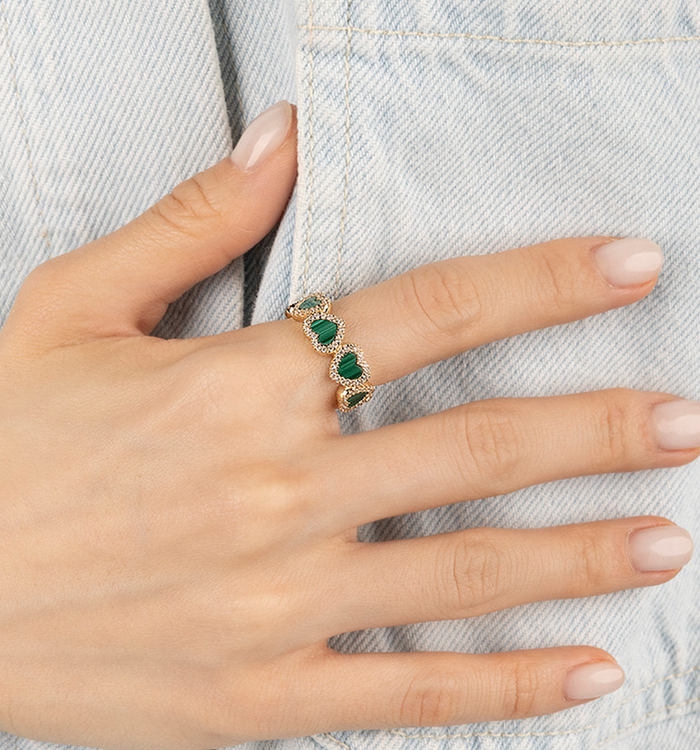 Apm Monaco Malachite Heart Ring