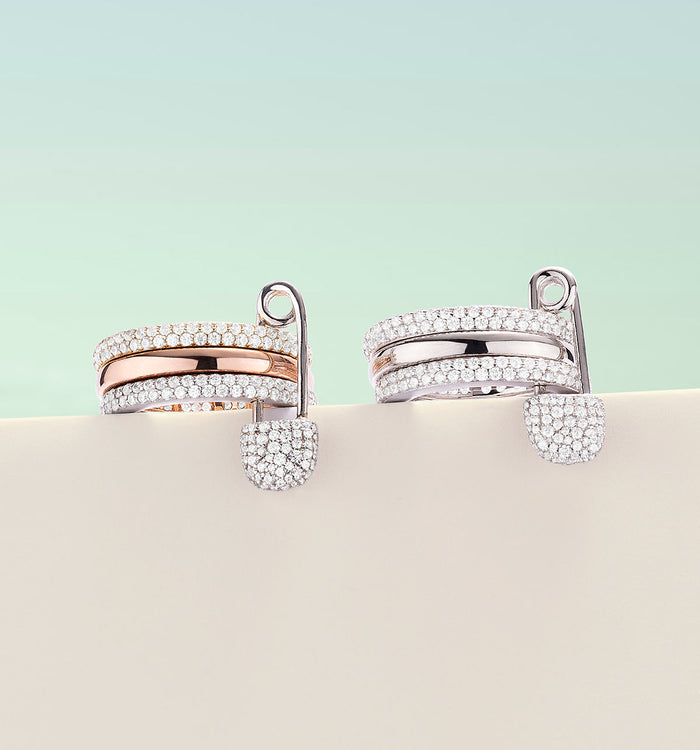 Apm Monaco Bague Épingle à Nourrice Triple Anneau Love Smile Bonheur