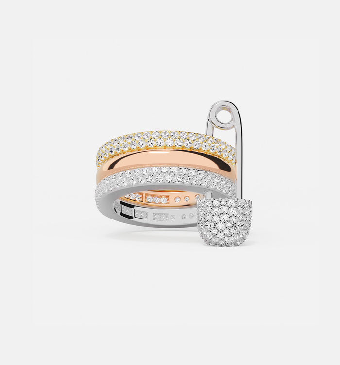 apm monaco Bague Épingle à Nourrice Triple Anneau Love Smile Bonheur