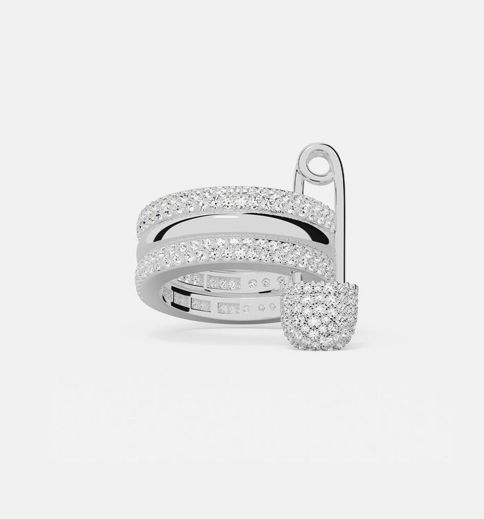 apm monaco Bague Épingle à Nourrice Triple Anneau Love Smile Bonheur