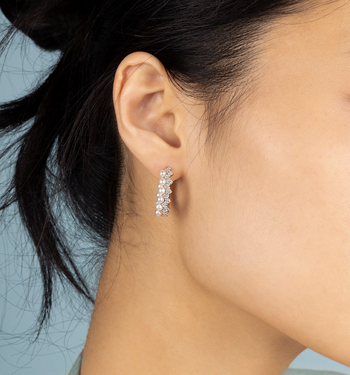 Apm Monaco Boucles D'Oreilles Créoles Up And Down Avec Perles