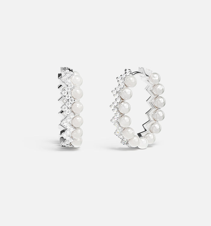 apm monaco Boucles D'Oreilles Créoles Up And Down Avec Perles