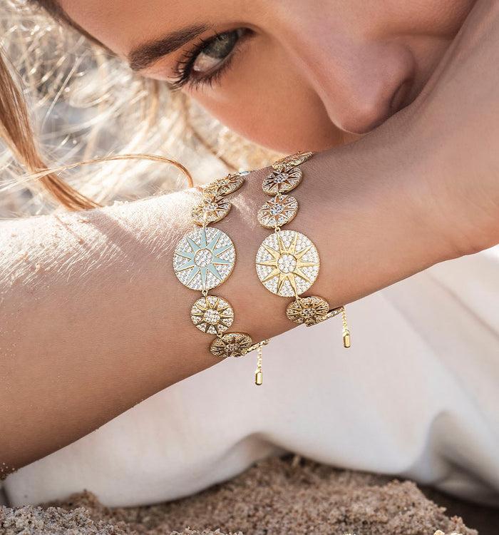 Apm Monaco Bracelet Ajustable Soleil Plaqué Or 18 Carats