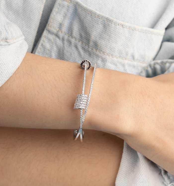 Apm Monaco Bracelet Jonc Double Avec Anneaux Coulissants