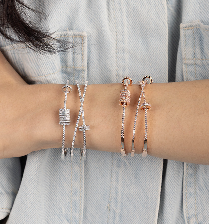 Apm Monaco Bracelet Jonc Triple Avec Anneaux Coulissants