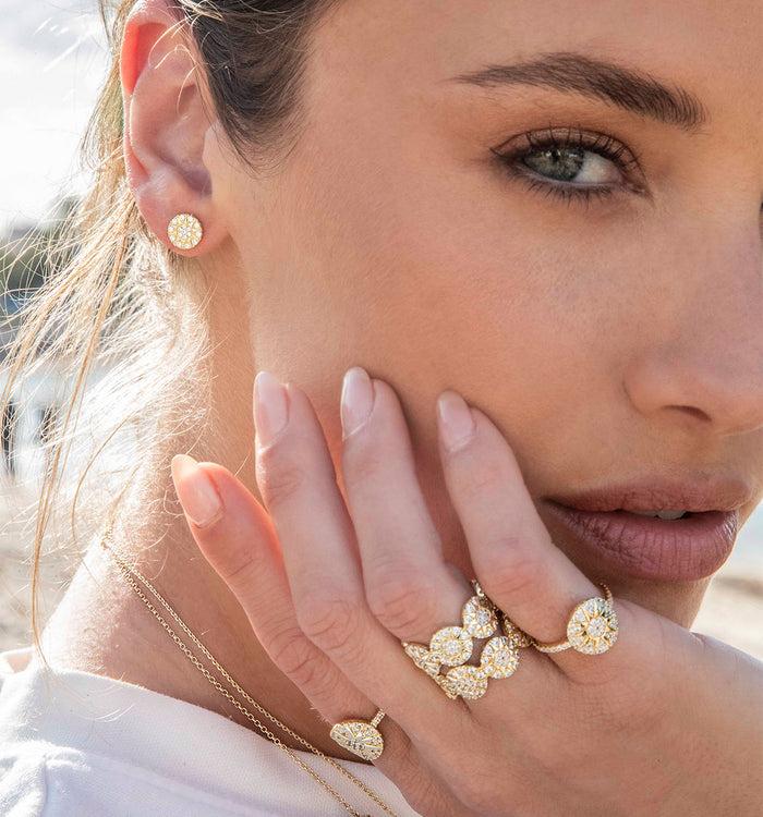 Apm Monaco Clous D'Oreilles Soleil Plaquées Or 18 Carats