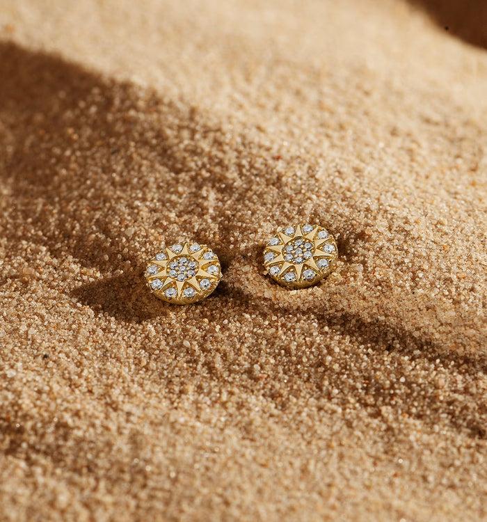 Apm Monaco Clous D'Oreilles Soleil Plaquées Or 18 Carats