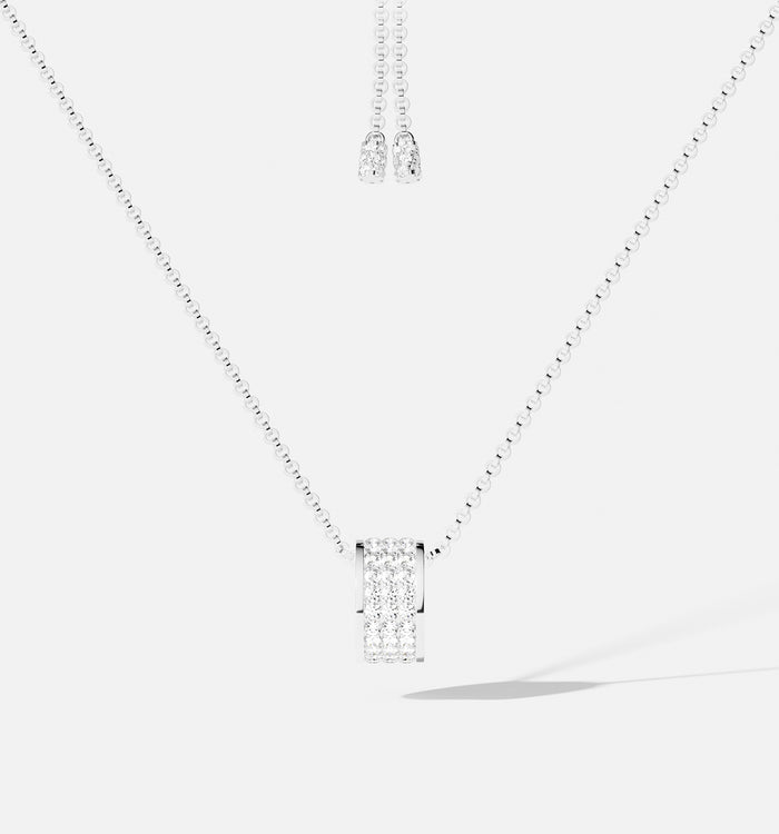 apm monaco Collier Ajustable avec Pendentif Anneau Pavé