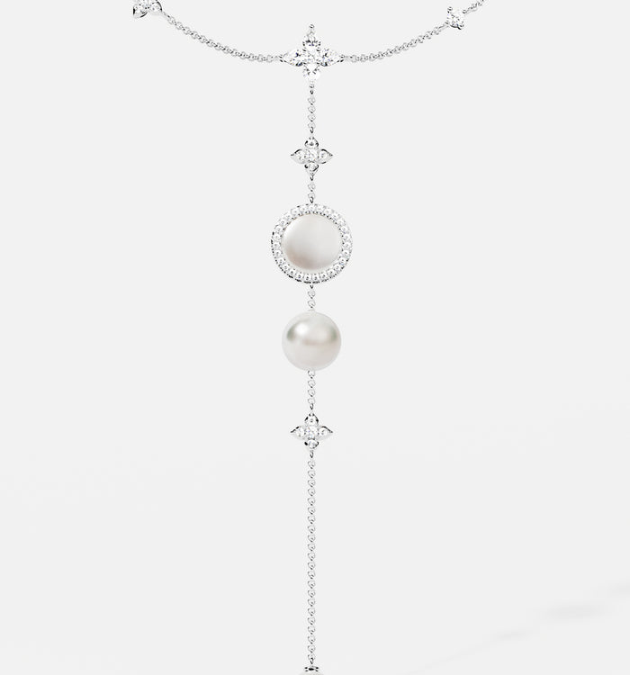 apm monaco Collier Ajustable avec Pendentif Nacre Blanche et Perle