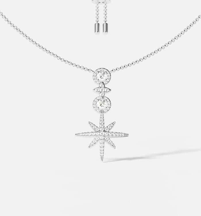 apm monaco Collier Ajustable Météorites & Cercles Pavé