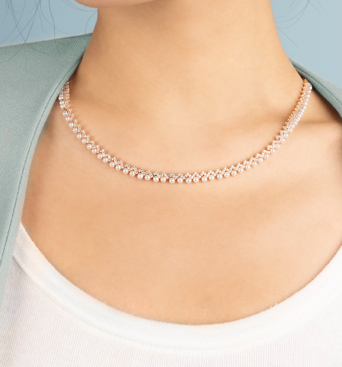 Apm Monaco Collier Ajustable Up And Down Avec Perles