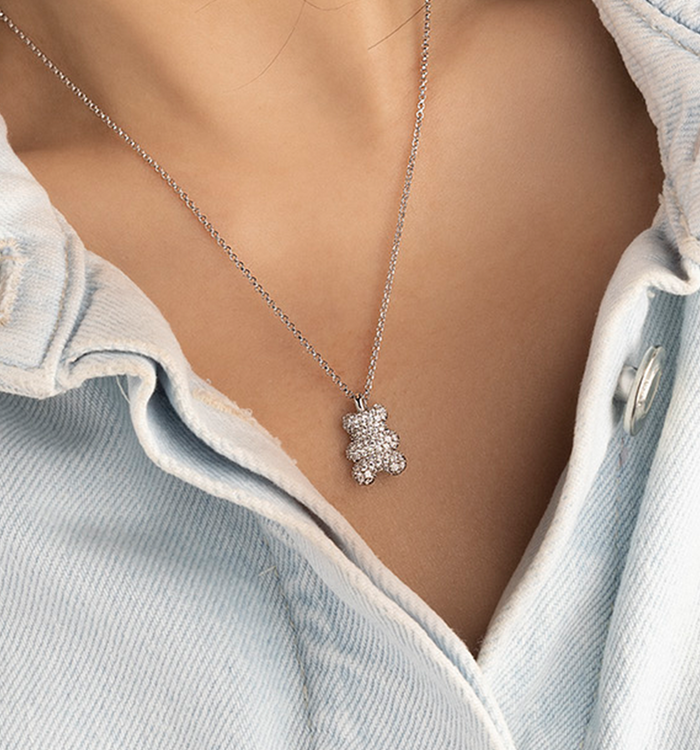 Apm Monaco Collier Ajustable Yummy Bear Baby Mood - Argent