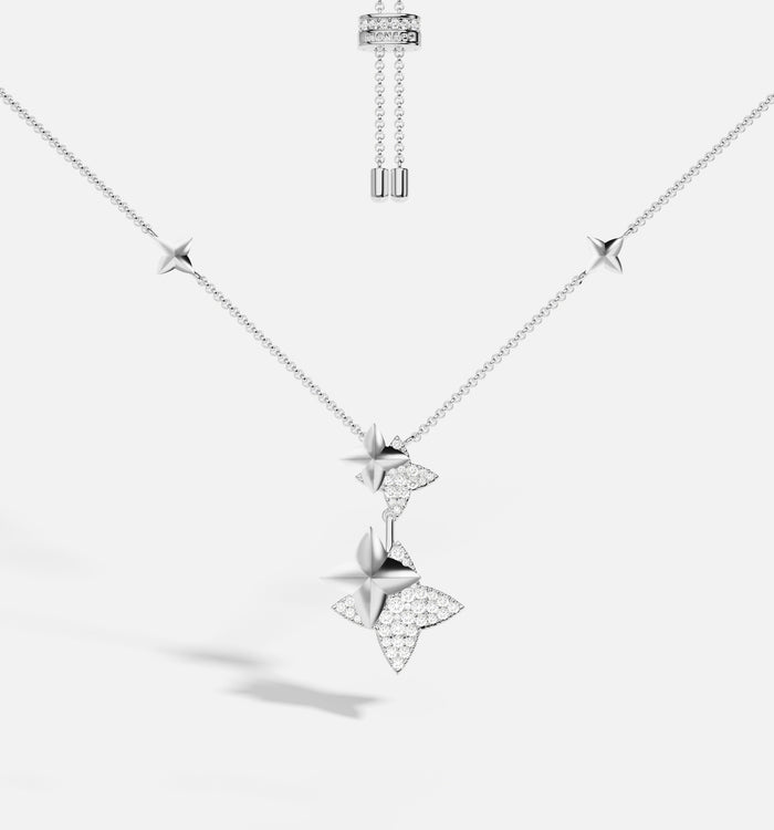 apm monaco Collier Double Météorites Ajustable Argent