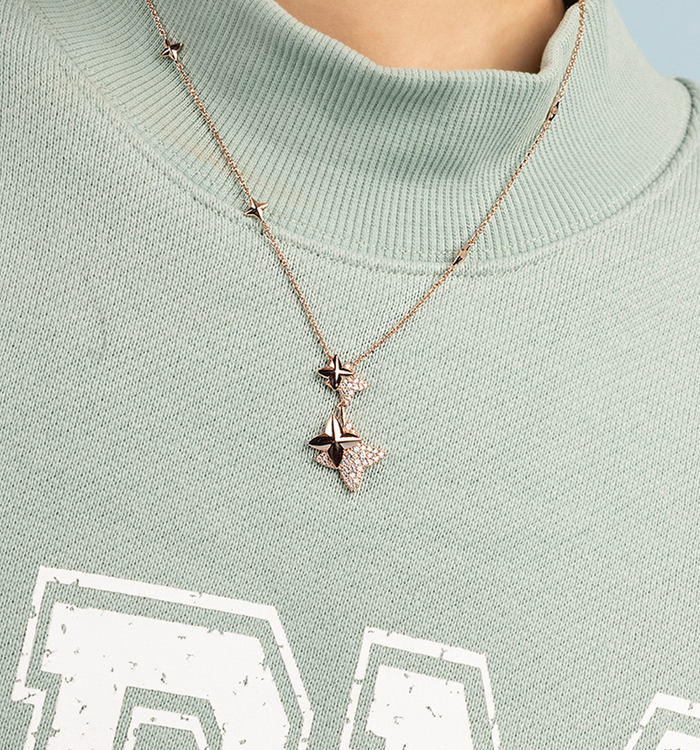 Apm Monaco Collier Double Météorites Ajustable Or Rose