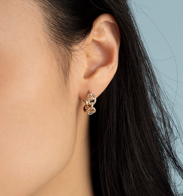 Apm Monaco Créoles Maille Marine Plaquées Or 18 Carats