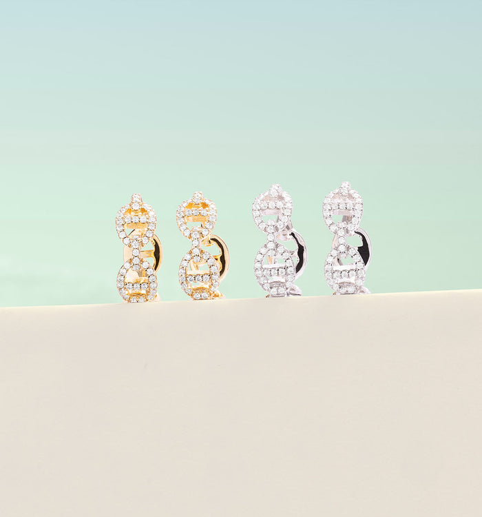 Apm Monaco Créoles Maille Marine Plaquées Or 18 Carats