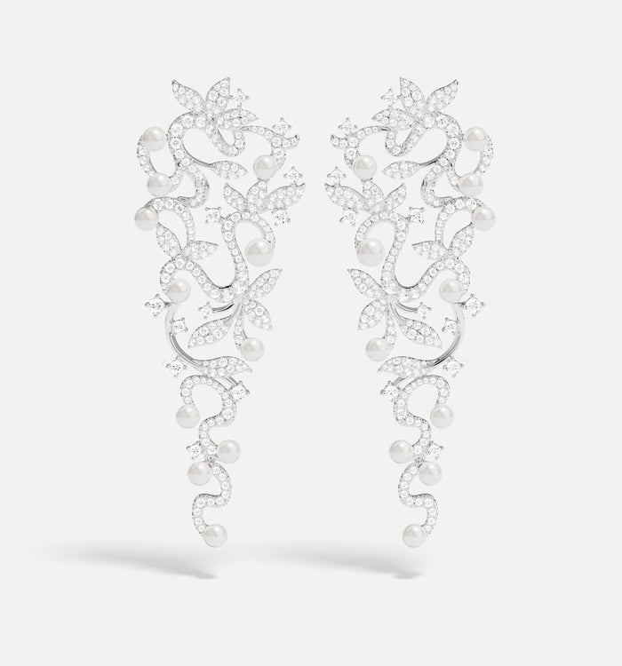 apm monaco Longues Boucles d'oreilles Fleurs avec Perles