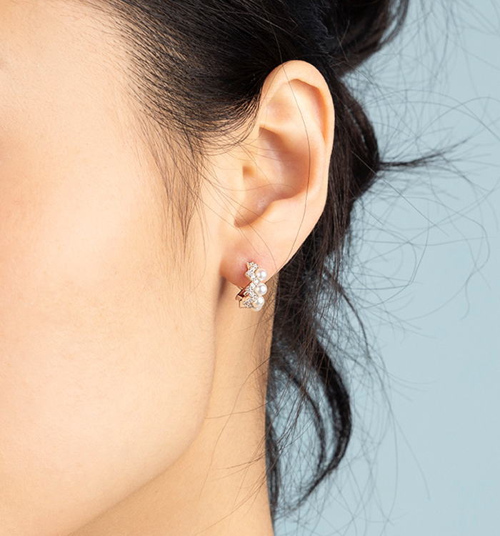 Apm Monaco Petites Boucles D'Oreilles Créoles Up And Down Avec Perles