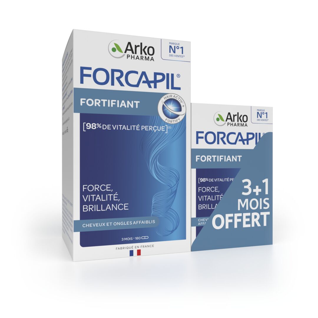 arkopharma Forcapil® Fortifiant Cheveux et Ongles - Lot 3 mois + 1 mois offert