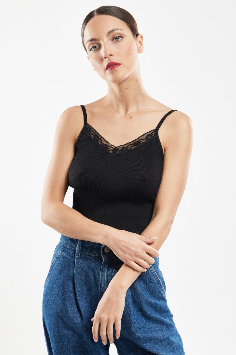 Armor Lux Caraco Col Dentelle - Laine Et Soie