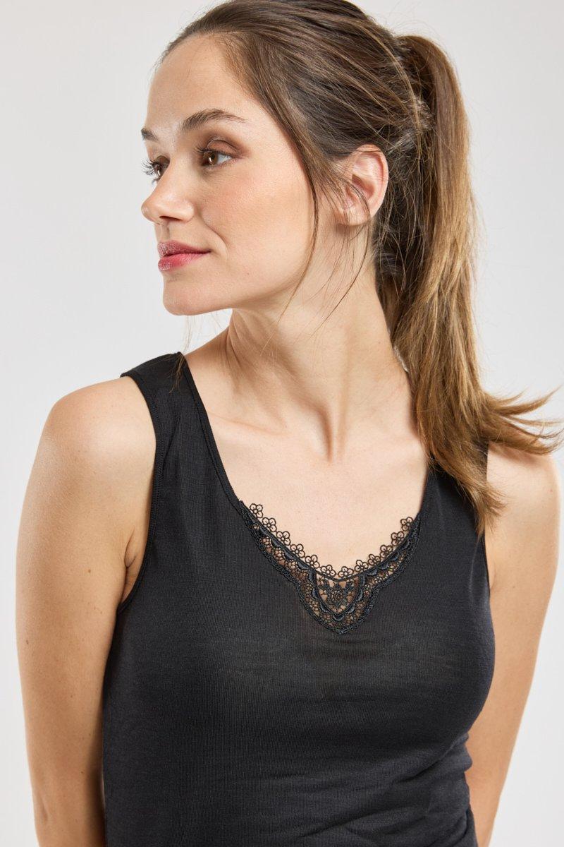 Armor Lux Débardeur Avec Dentelle - Laine Et Soie