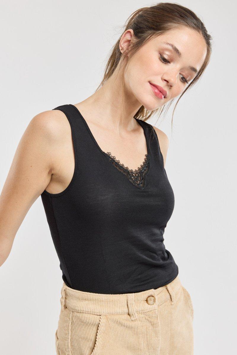 Armor Lux Débardeur Avec Dentelle - Laine Et Soie