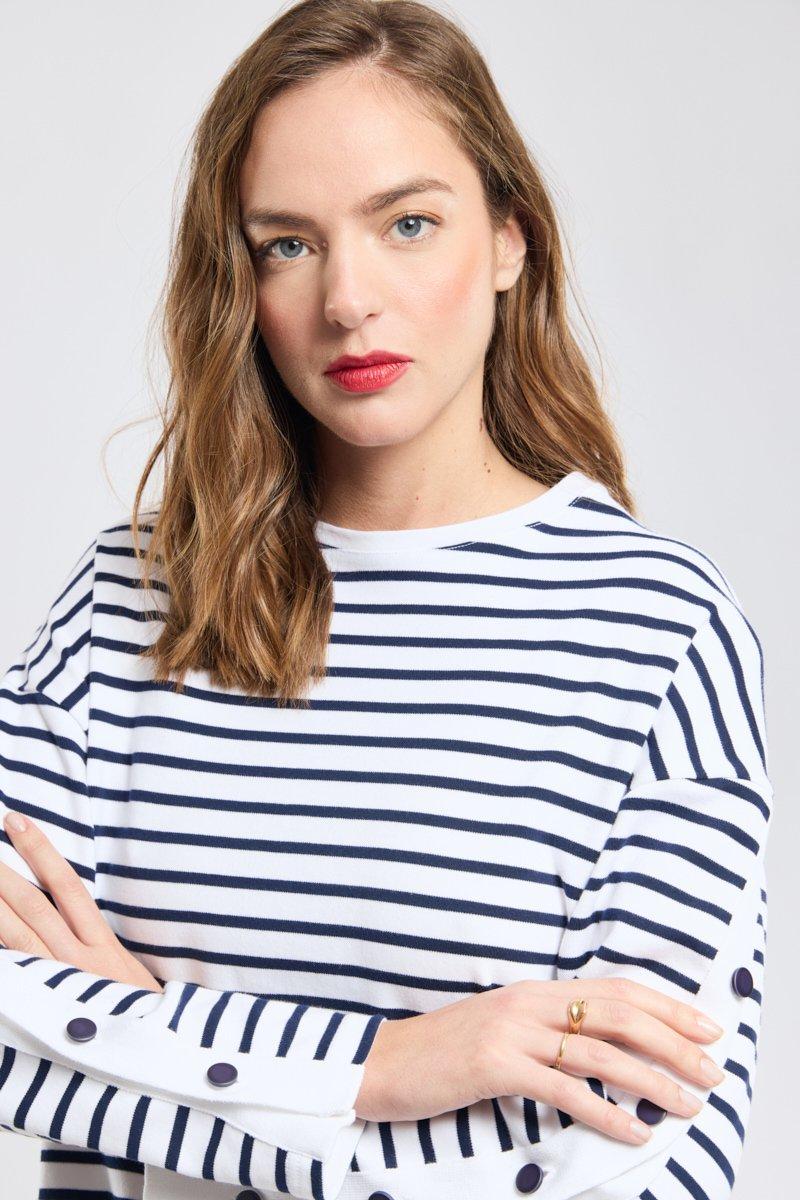 Armor Lux Marinière Boutonnée - Coton épais