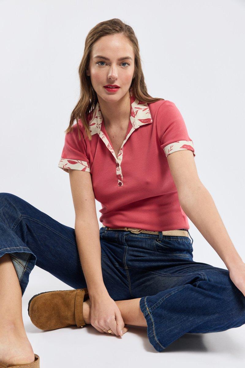 armor lux Polo motif feuillage - coton