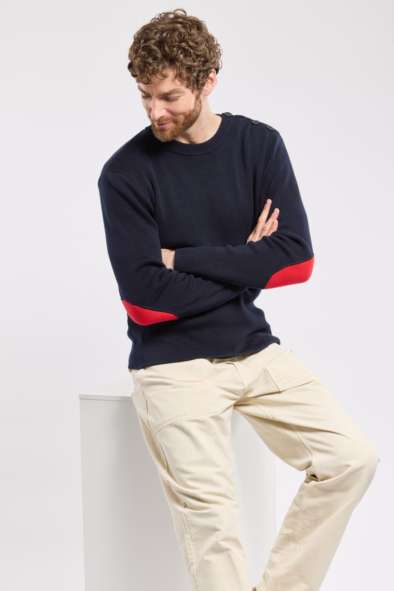 armor lux Pull marin avec coudières - coton