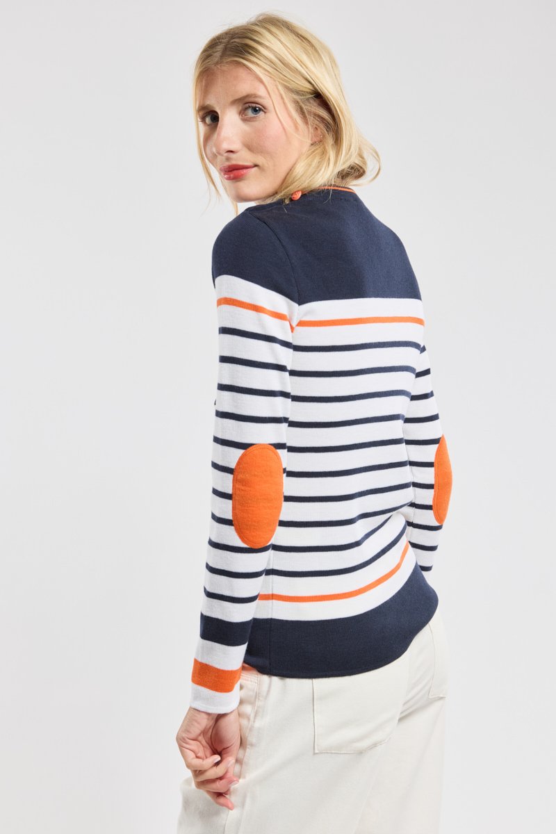 Armor Lux Pull Marin Avec Coudières - Laine Mérinos