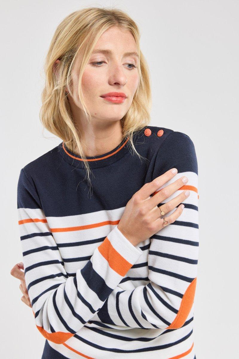 armor lux Pull marin avec coudières - laine mérinos