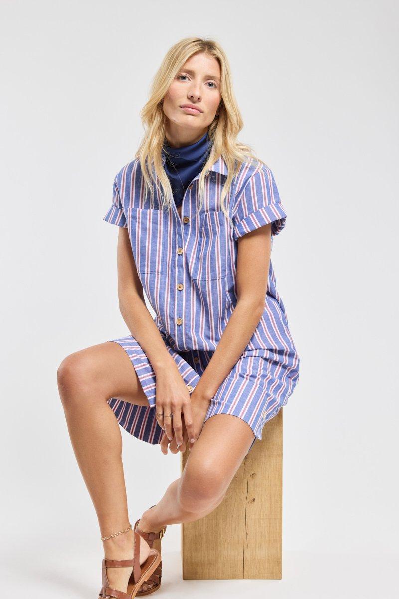 Armor Lux Robe Chemise Rayée - Coton Et Lin