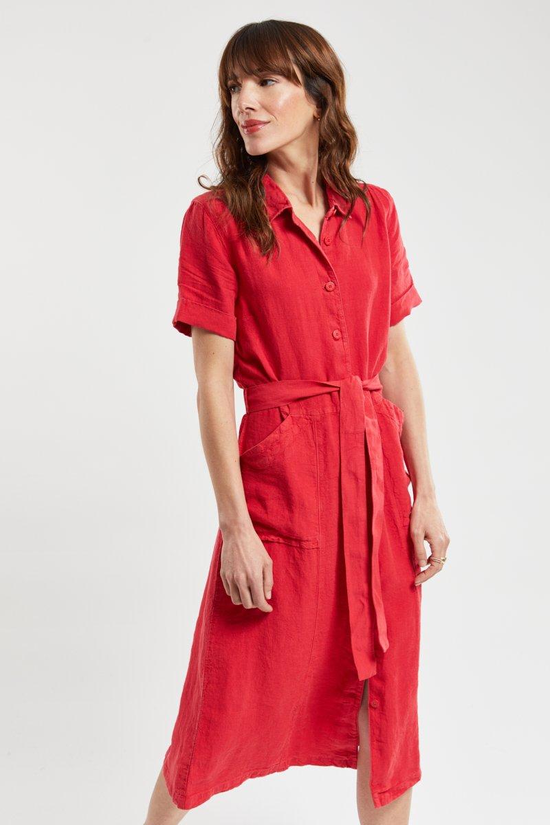 Armor Lux Robe Longue Boutonnée - Lin