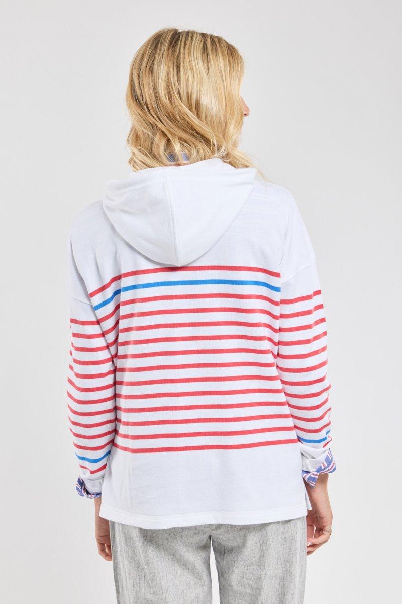 Armor Lux Sweat Rayé à Capuche - Coton Rustique