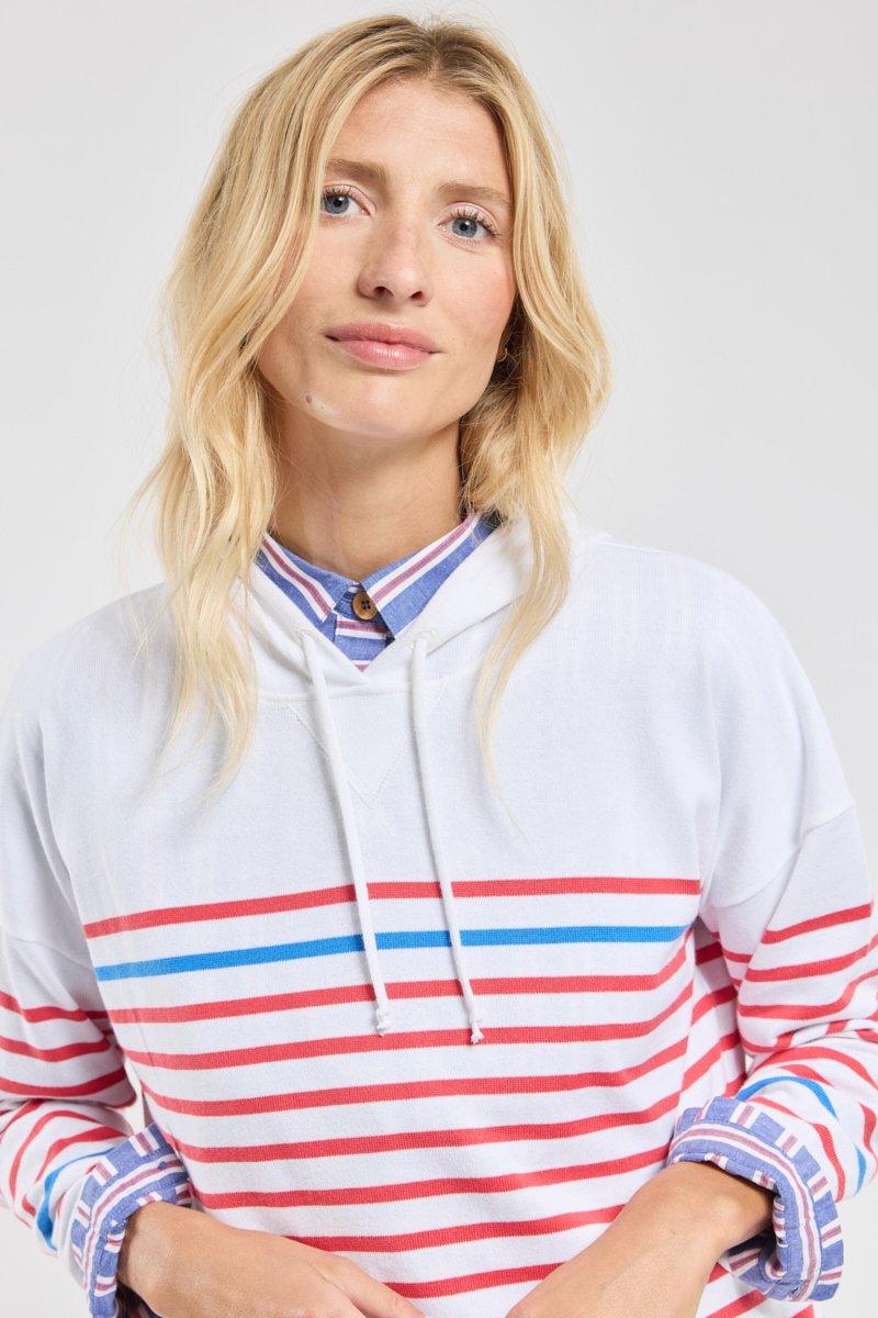 Armor Lux Sweat Rayé à Capuche - Coton Rustique