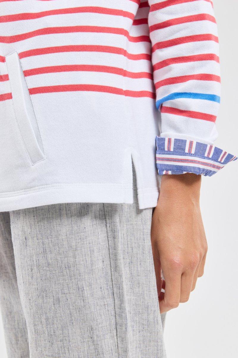 Armor Lux Sweat Rayé à Capuche - Coton Rustique